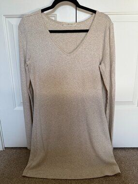 Peruvian Connection Long Pima Cotton Long Sleeve Tee Size M - Oatmeal